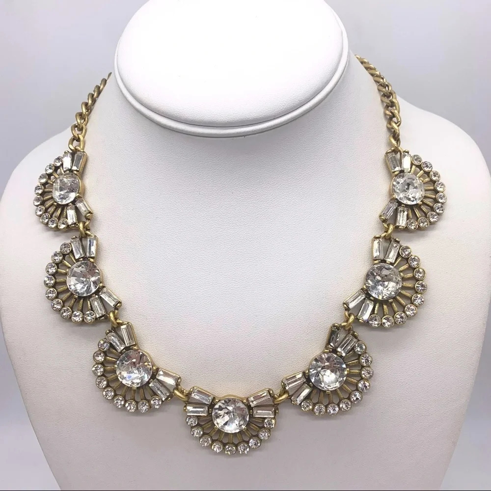 J. Crew Jeweled Half Moon Link Necklace